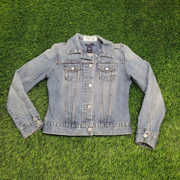 Vintage 90s GAP Denim Jacket Womens 2XS/XS 16x20 Faded Blue - Picture 1 of 15